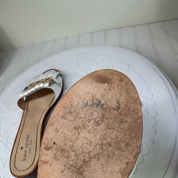 Kate Spade Brie Fringe white leather slides - Picture 9 of 9